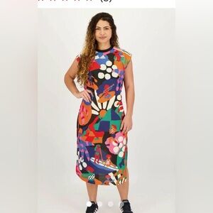 FARM Rio Blue and Orange Tropical Dress